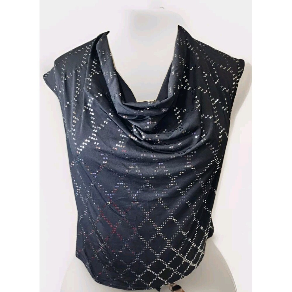 JONES STUDIO BLACK WITH SILVER SLEEVELESS TOP PLUS SIZE 2X